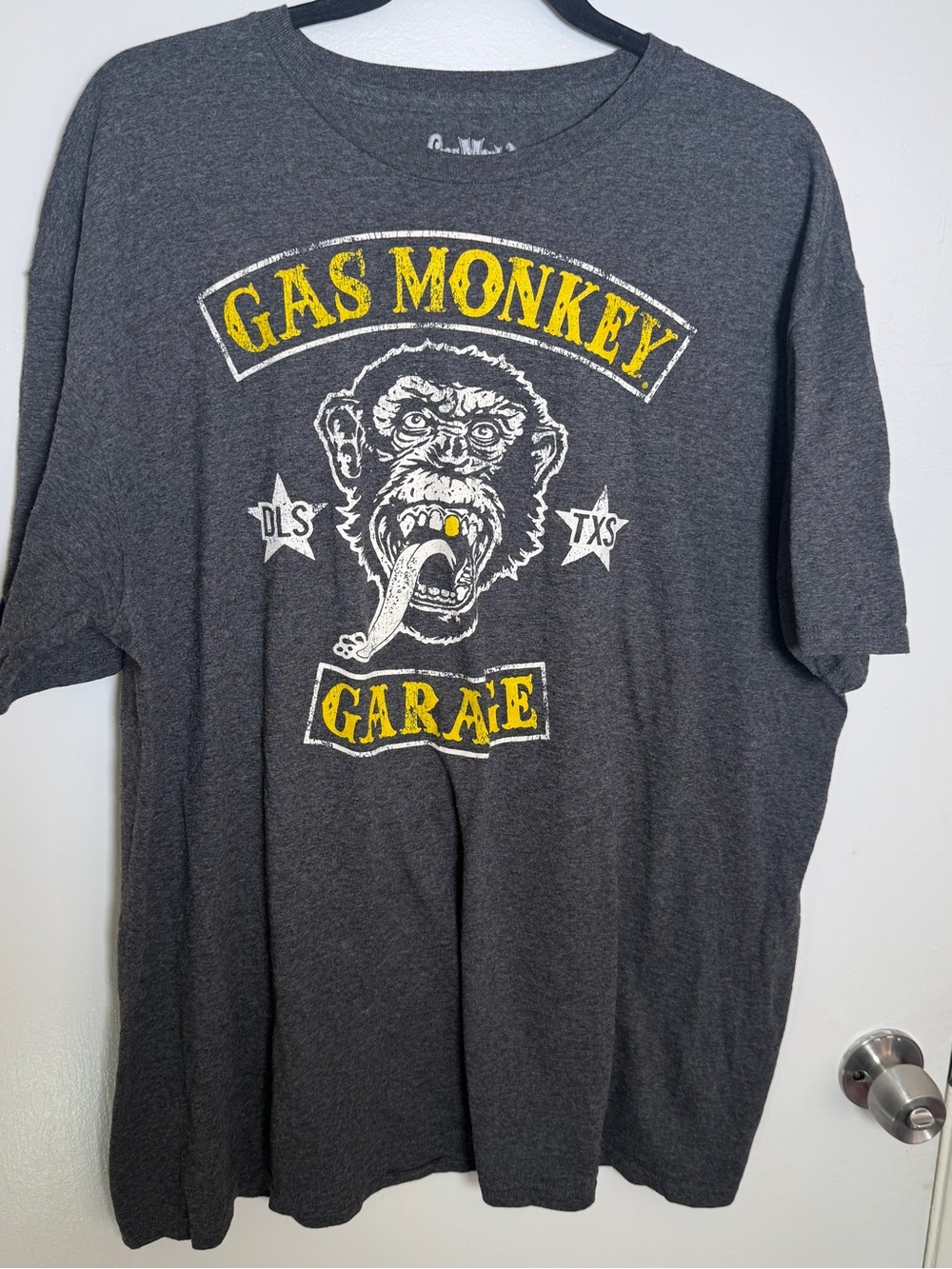 Gas Monkey Garage Graphic Tee - Charcoal with Yellow & White Print Mens 2XL
